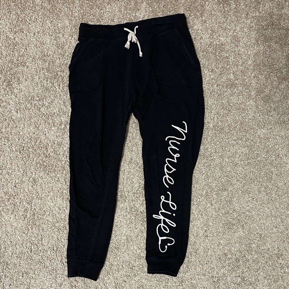 Black Joggers with 'Nurse Life' Print